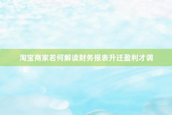 淘宝商家若何解读财务报表升迁盈利才调