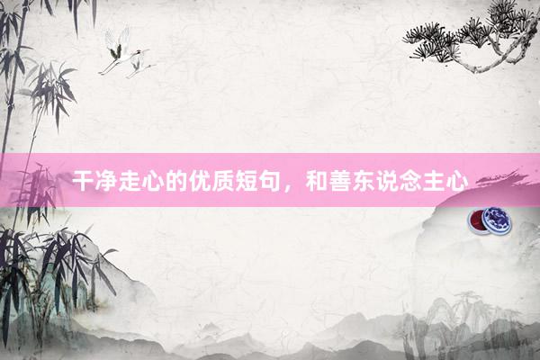 干净走心的优质短句，和善东说念主心